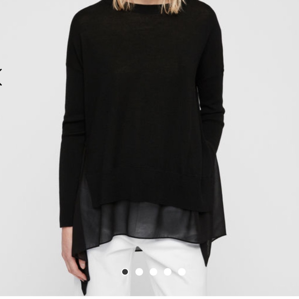 All Saints Layered Knit Top Black Sweater